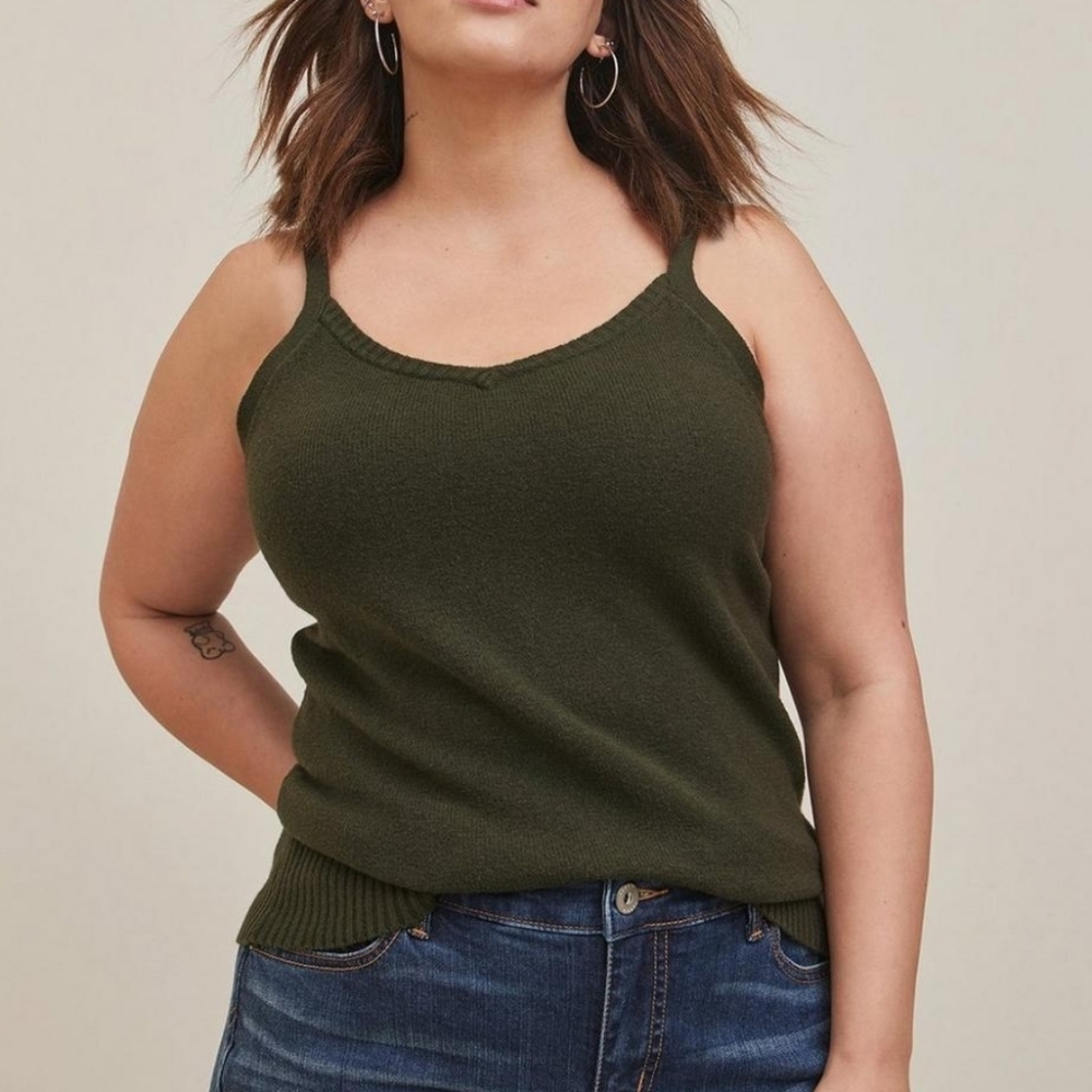 Torrid Everyday Plush Cami Sweater in Olive Green Size 3 (X)